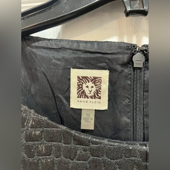 Anne Klein Black Croc-Embossed Fit Flare Dress Size 10 Chic Sophisticated - Picture 5 of 5